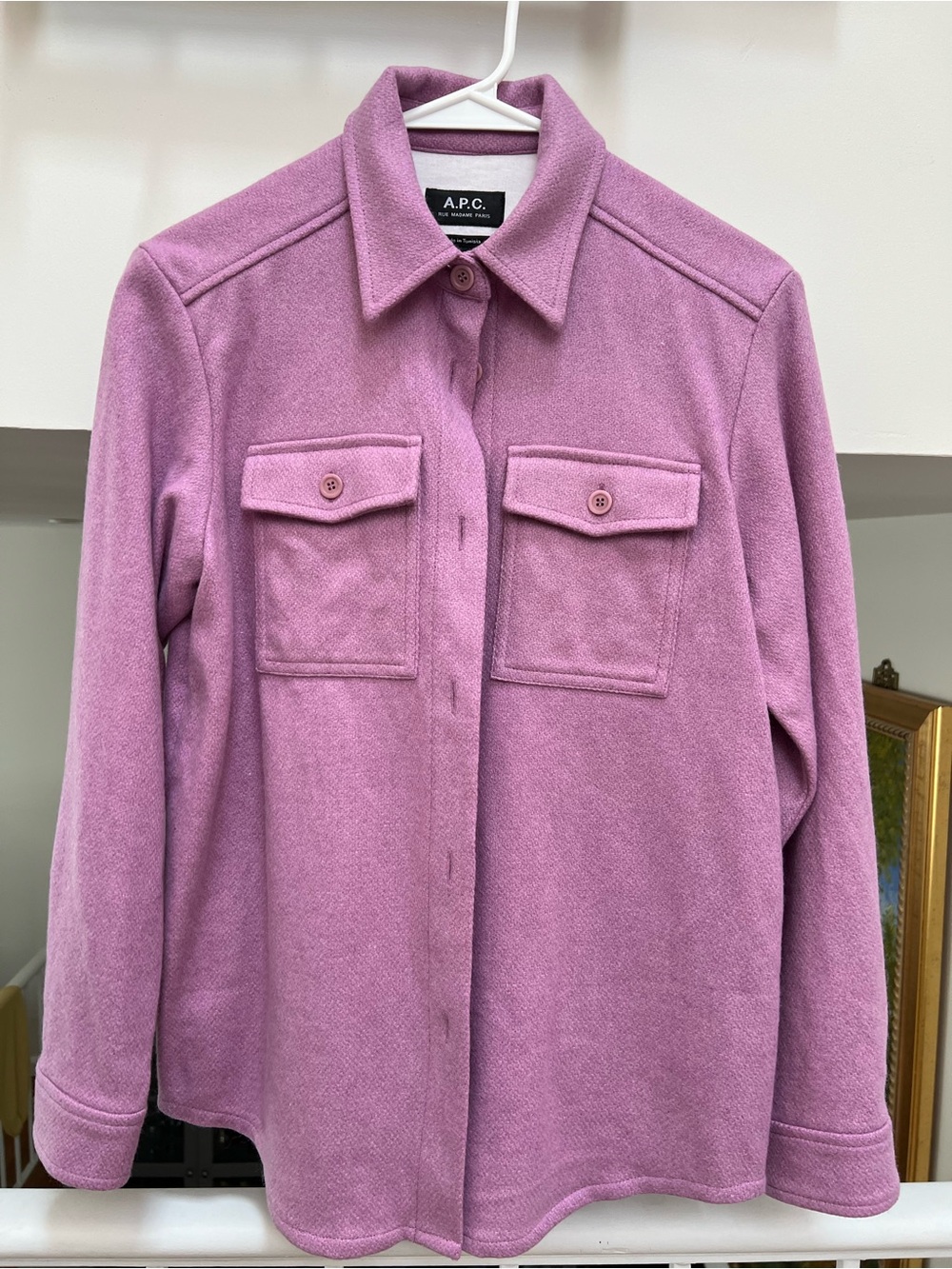 A.P.C. Lavender-Pink Wool Blend Overshirt Size 34